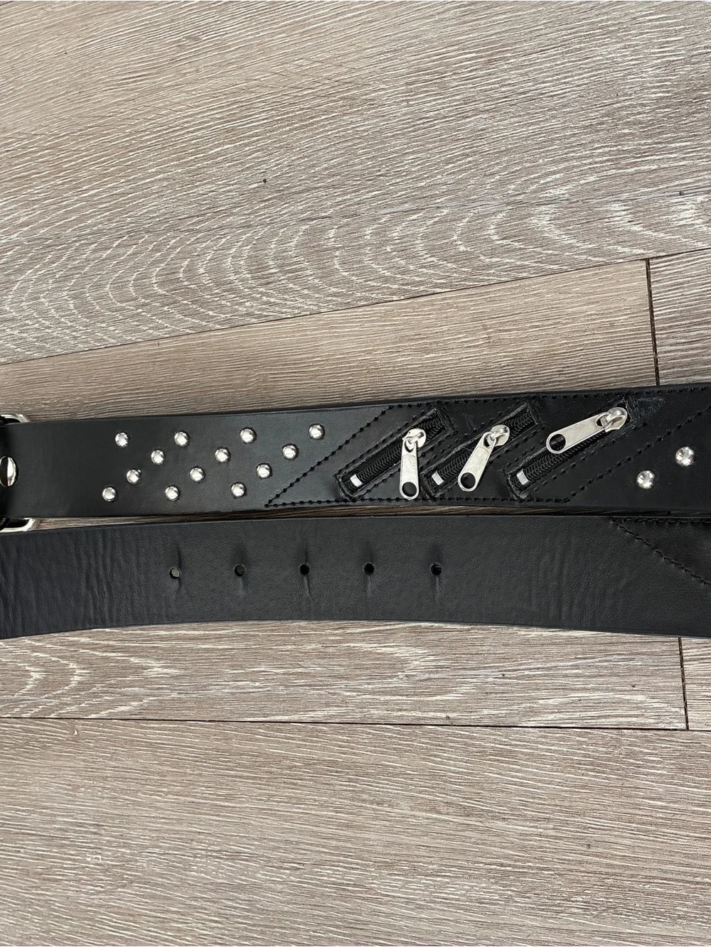 Hot Topic Black Studded Belt with Zip Details